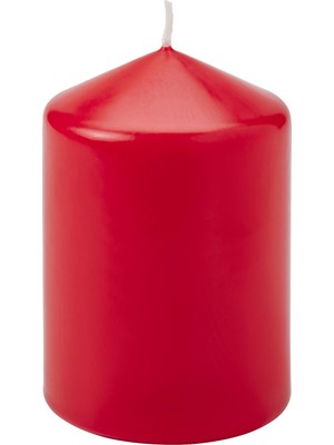 IKEA Kırmızı Kokusuz Blok Mum 6,8X10 Cm, 26 Saat Yanma Süresi