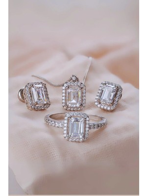 Crystal Diamond Zirconia 1.50 Karat Baget Yüzük Set