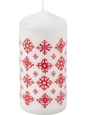 IKEA Kırmızı-Beyaz Kokusuz Blok Mum 6,8X14 Cm, 45 Saat Yanma Süresi