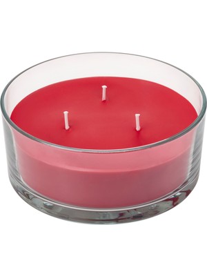 IKEA Kış Baharatı Kokulu Kırmızı Bardakta Mum 15X6 Cm, 25 Saat Yanma Süresi, 3 Fitilli