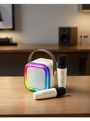 Filizora Digital Market Kablosuz Karaoke Hoparlör Çift Mikrofonlu XUCZ2MİKROFONLUSPEAKER