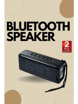 Filizora Digital Market Bluetooth Hoparlör Speaker Saat Göstergeli Uzun Pil Ömrü Taşınabilir