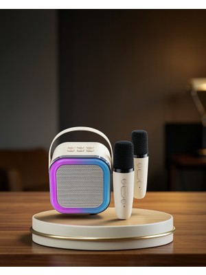 Filizora Digital Market Bluetooth Karaoke Hoparlör Renkli LED Işıklı Type-C Şarjlı