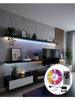Elivora 5 Metre Kumandalı Rgb LED Şerit 5050 Smd 54 Led/m Renk Değiştiren Ambiyans Aydınlatma