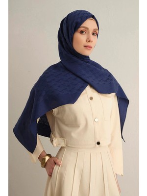 Armine Pamora Şal - Monogram Desenli 3 - Lacivert 02