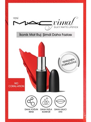 MACximal Silky Matte Lipstick Nemlendirme Etkili Yoğun Renk Sağlayan Ruj - No Coral-ation