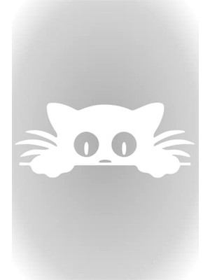 Şanal Kedi Şeklinde 15 x 6,5 cm Oto Sticker, Beyaz Renk