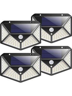 Şanal 4 Adet Güneş Enerjili Bahçe Duvar Lambası, 100 LED ile Aydınlatma