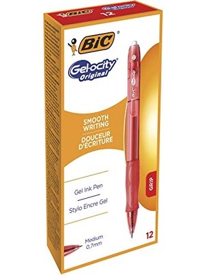 Şanal Bıc Gel-Ocity Original Jel Kalem, Kırmızı Jel Kalem 12'li Kutu, 0.7 Mm. Çizgi Genişliği , Yumuşak ve Akıcı Yazım