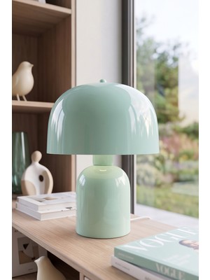 Marrien Milan Abajur Mint Metal Gövdeli - 25 cm - Oturma Odası & Yatak Odası & Salon Aydınlatma