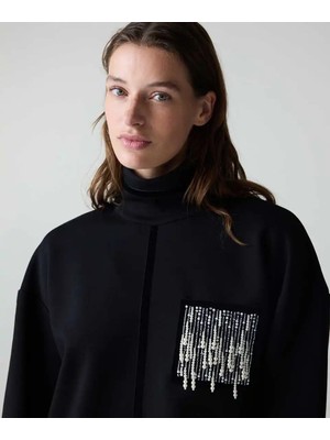 İpekyol Saten Biyeli Kadife Sweatshirt IW6260091126001