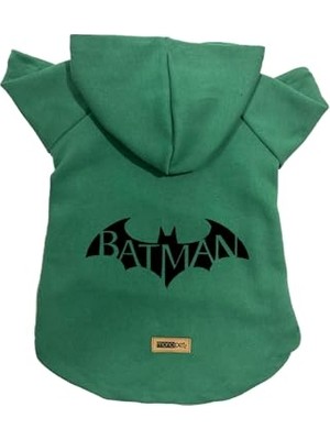 Şanal Kapişonlu Sweatshirt Köpek ve Kedi Kıyafeti - Yeşil Batman M Beden