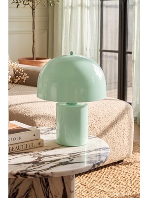 Marrien Marsell Abajur Mint Metal Gövdeli - 25 cm - Oturma Odası & Yatak Odası & Salon Aydınlatma