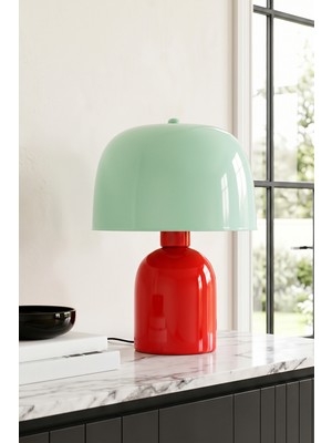 Marrien Milan Duo Abajur Mint Başlıklı Turuncu Metal Gövdeli - 25 cm - Yatak Odası & Salon Aydınlatma