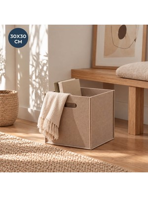 Homing 30X30 cm Çok Amaçlı Organizer Sütlü Kahve Keçe Sepet