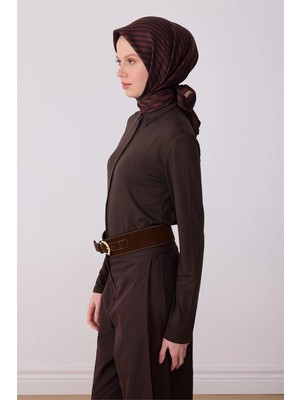 Belli Ipek Eşarp - 4325-31 Kahverengi Twill