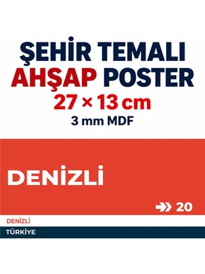 212toyzz Denizli 20 Dekoratif Şehir Plaka Retro Tablo Mdf Ahşap Tablo Sokak Tabelası Hediyelik 27X13CM