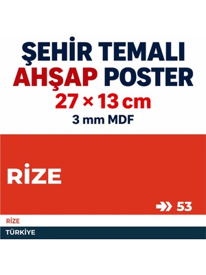 212toyzz Rize 53 Dekoratif Şehir Plaka Retro Tablo Mdf Ahşap Tablo Sokak Tabelası Hediyelik 27X13CM
