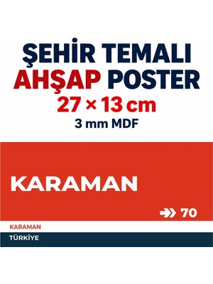 212toyzz Karaman 70 Dekoratif Şehir Plaka Retro Tablo Mdf Ahşap Tablo Sokak Tabelası Hediyelik 27X13CM