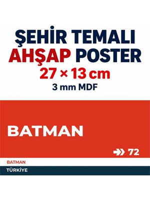 212toyzz BATMAN72 Dekoratif Şehir Plaka Retro Tablo Mdf Ahşap Tablo Sokak Tabelası Hediyelik 27X13CM