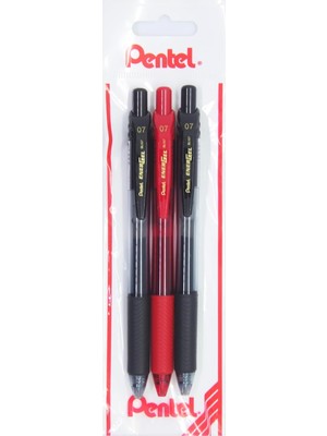 Universal Energel 0.7 mm Likit Roller Kalem 2xsiyah/1xkırmızı 3'lü Set