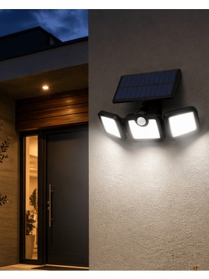 Vavis Solar Sensörlü LED Projektör Hareket Algılayıcılı Güneş Enerjili Bahçe Lambası Dış Mekan Aydınlatma