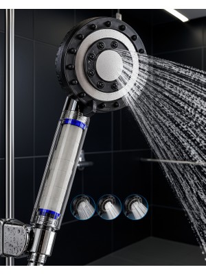 Vavis Filtreli Masaj Duş Başlığı Siyah 5 Modlu Model: Masajlıfiltrelidus-Siyah-3
