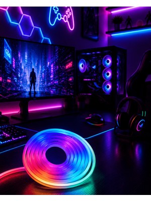 Fantastik Store Kumandalı Su Geçirmez Rgb LED Şerit Işık Müzik Senkronlu Neon LED