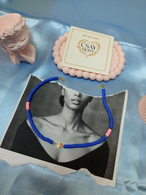 CSAY Moda Mavi ve Pembe Fimo Boncuklu Renkli Balık Detaylı Kolye