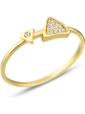 Debora Jewelry 14 Ayar Altın Modern Üçgen Taşlı Yüzük