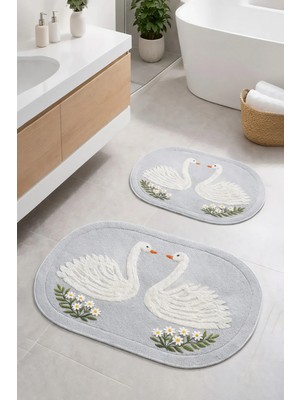 Decomia Home Dijital Kaymaz Yıkanabilir 2 Li Renkli Modern Banyo Paspası Banyo Halısı