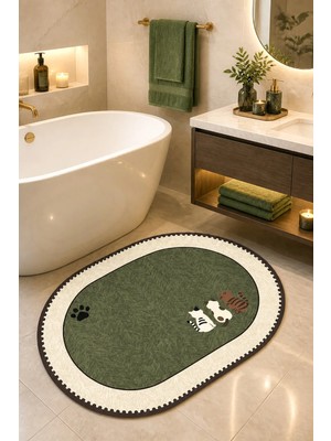 Decomia Home Dijital Kaymaz Yıkanabilir Renkli Modern Banyo Paspası Banyo Halısı
