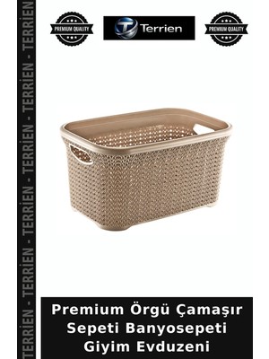 Terrien Premium Örgü Çamaşır Sepeti Banyosepeti Giyim Evduzeni