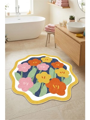 Decomia Home Dijital Kaymaz Yıkanabilir Renkli Modern Banyo Paspası Banyo Halısı