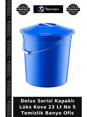 Terrien Delux Serisi Kapaklı Lüks Kova 23 Lt No 5 Temizlik Banyo Ofis