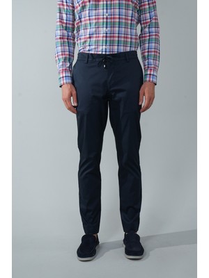 Bisse Erkek Lacivert Pamuklu Comfort Lastikli Bağcıklı Spor Pantolon PNS25Y25102_D39