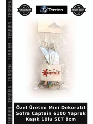 Terrien Özel Üretim Mini Dekoratif Sofra Captain 6100 Yaprak Kaşık 10LU Set 8cm