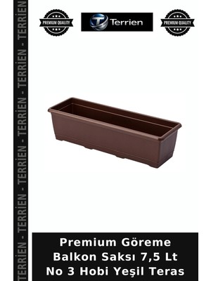 Terrien Premium Göreme Balkon Saksı 7,5 Lt No 3 Hobi Yeşil Teras