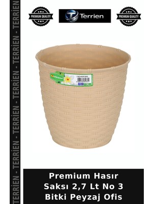 Terrien Premium Hasır Saksı 2,7 Lt No 3 Bitki Peyzaj Ofis