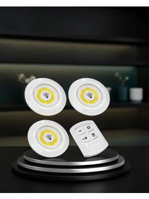 Aparim Yapışkanlı 3 Lü Kablosuz LED Spot Lamba XUCZ3LÜLAMBA-4