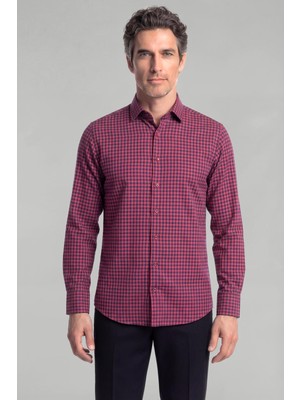 Bisse Kırmızı Regular Fit %100 Pamuk Flanel Mini Kareli Gömlek GMFLN0122300203_D24