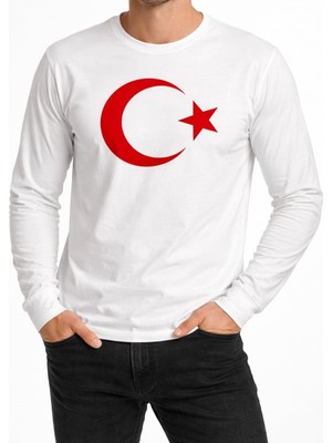 Hipatu Ay Yıldız Baskılı Uzun Kol Tişört Ribanalı 13-16 Yaş