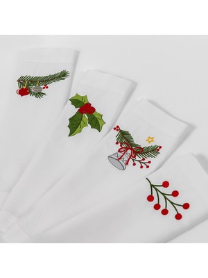 Gül Güler Nakışlı Amerikan Servis 4lü Paket Yılbaşı