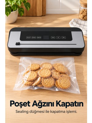 Poşet Yapıştırma ve Vakumlama Makinesi Açılır Kapaklı
