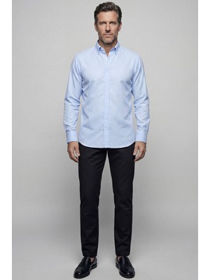Bisse Açık Mavi Regular Fit %100 Pamuk Paşa Yaka Gömlek GMOK3PS22400001_D33