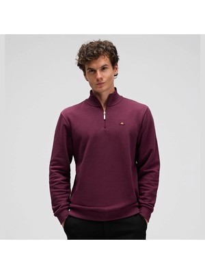 Ellesse EM580-BRD Erkek Yarım Fermuarlı Bordo Sweat Shirt Uzun Kol Düz Desen ile Rahat Kullanım