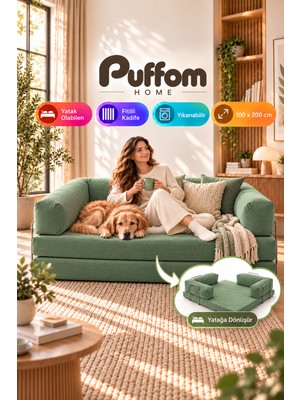 Puffomnest 100X200CM Aktivite Legom Kanepe, Fitilli Kumaş, Yıkanabilir Kılıf, Dinlenme Koltuğu, 200X200 Yatak Olabilen