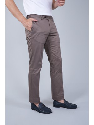 Bisse Bej Pamuk Polyester Doğal Pilesiz Spor Pantolon PNS24K24003_D07
