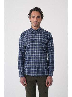 Bisse Lacivert Regular Fit %100 Pamuk Gömlek GMEKS4KPAL242065_E39