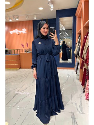 Ipek Krep Lady Elbise Lacivert